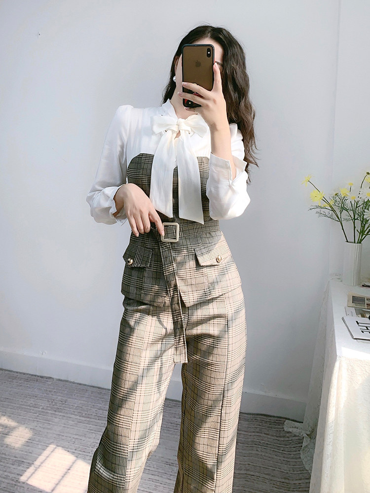 慕衣思气质2020秋新款职业格纹衬衫 慕衣思时尚套装