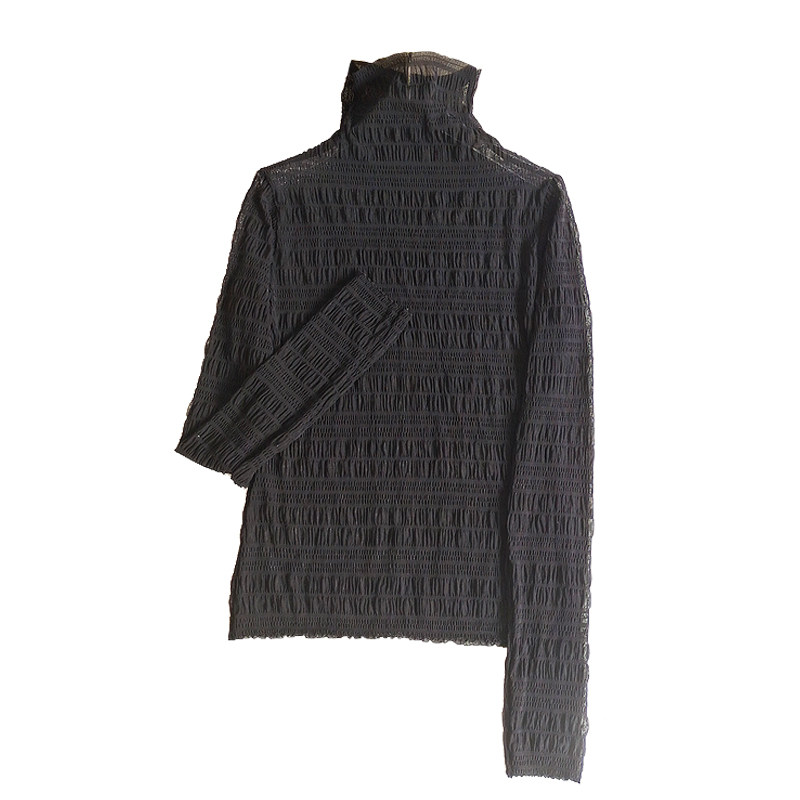 堆堆高领蕾丝网纱秋季新款修身内搭 奥蒂珠蕾丝衫/雪纺衫