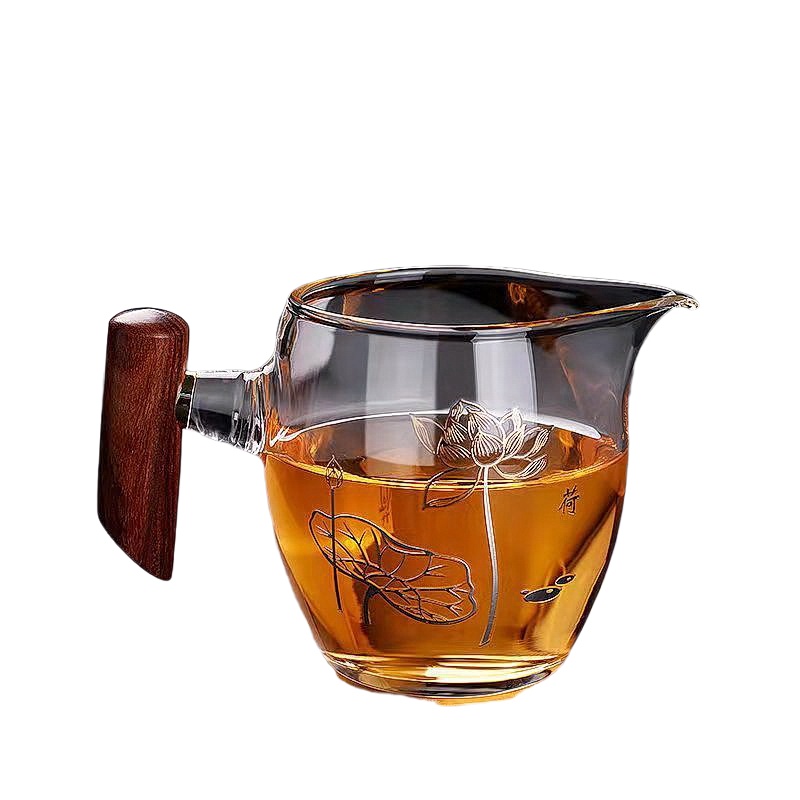 加厚耐热木把玻璃公道杯功夫茶过滤分茶器茶漏一体套装茶具零配件,淘宝优惠券,粉丝福利购,淘宝优惠卷