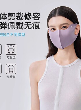 VVC玻尿酸润肤防晒口罩女夏防紫外线护眼角立体薄款透气面罩