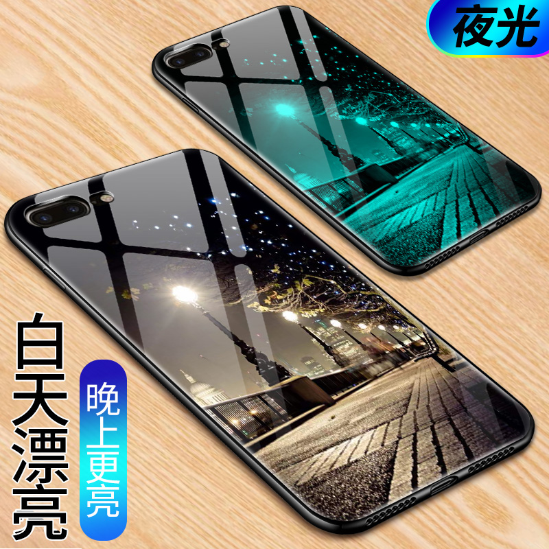 苹果7plus手机壳iph0ne7plus玻璃镜面pg8p超薄平果硅胶ihone7plus保护套iphone7plus夜光5.5寸防摔爱疯男女款-图3