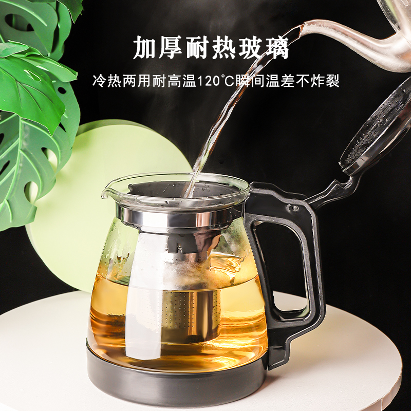 玻璃泡茶壶家用大容量2L泡茶水壶加厚单壶耐热过滤花茶壶茶具套装 - 图2