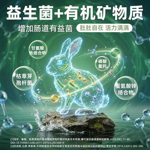 牛宠薄荷提摩西草益生菌高纤维宠物兔专用幼兔兔粮饲料侏儒兔兔粮 - 图2