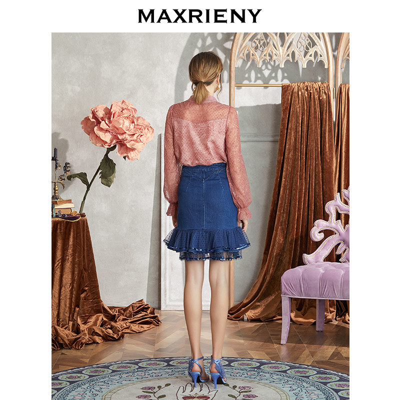 【奥莱】maxrieny秋季提花蕾丝衬衫 maxrienyoutlets店蕾丝衫/雪纺衫