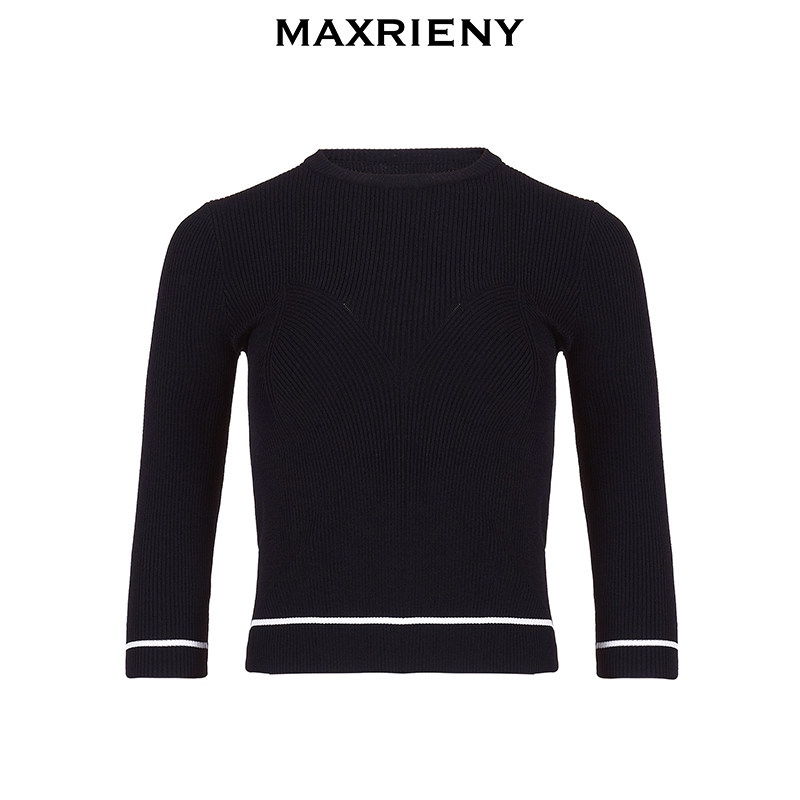 maxrieny新品简约百搭圆领女针织衫 maxrienyoutlets店毛针织衫