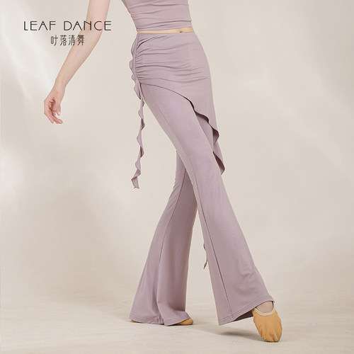 叶落清舞现代舞裤身韵显瘦屁帘微喇裤古典舞中国舞形体练功服长裤 - 图3