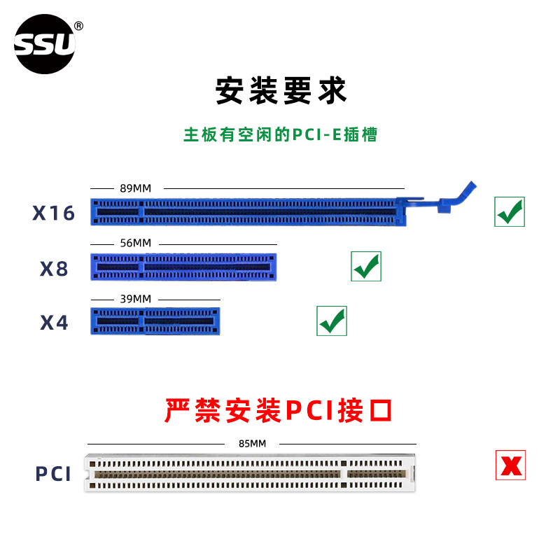 SSU PCI-E转usb3.0扩展卡独立4通道USB3.0工业相机采集转接卡20GB - 图2