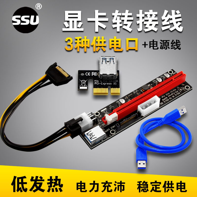 PCI-E X1转X16显卡延长线外接显卡pcie1X转16X延长转接线扩展卡 - 图1