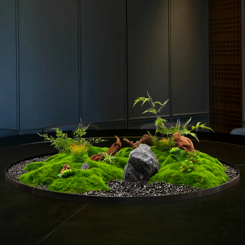 餐桌中间转盘摆花大圆桌装饰品摆件高端饭店餐厅包厢微缩景观摆台 - 图1