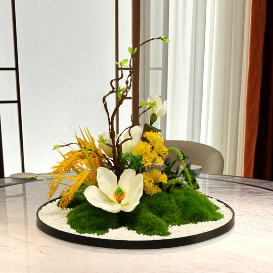 New Chinese hotel big round dining table in the middle of the high-end restaurant electric turntable ornaments decoration landscape