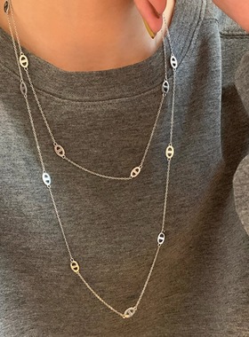 双层叠戴长款猪鼻子项链