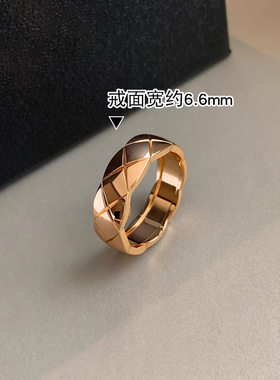 高级感叠戴食指菱格纹戒指