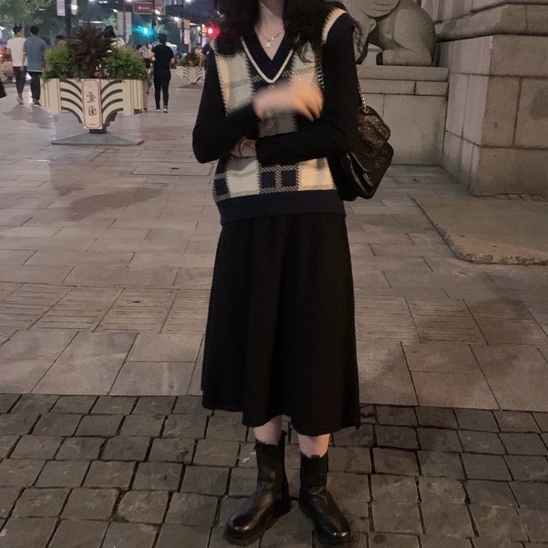 秋冬季小个子连衣裙学院软奶糯毛衣 慕恋绒连衣裙