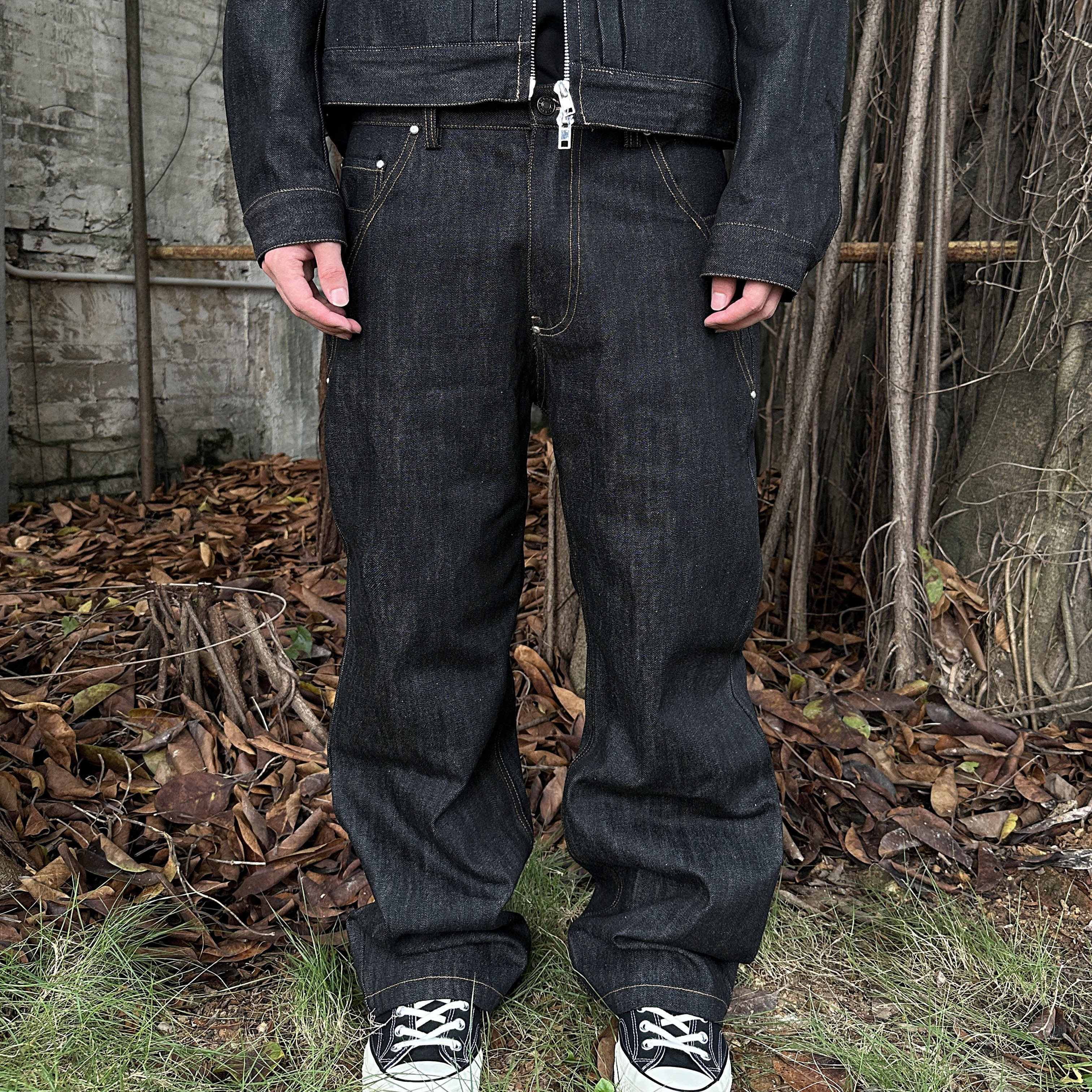 EVC[明辑线黑原牛套装] 重磅硬挺牛仔夹克外套+2021M直筒牛仔裤,淘宝优惠券,粉丝福利购,淘宝优惠卷