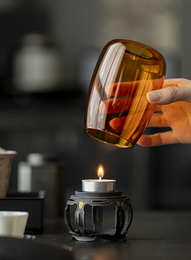 中式古篱烛台禅意国风茶室摆件