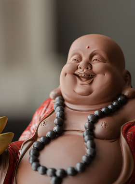 久造创意陶瓷大肚弥勒佛禅意摆件