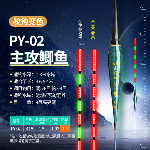 【3支装】咬钩变色高亮尾电子夜光漂高灵敏鲫鱼日夜两用夜钓浮漂-图1