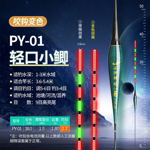 【3支装】咬钩变色高亮尾电子夜光漂高灵敏鲫鱼日夜两用夜钓浮漂-图0