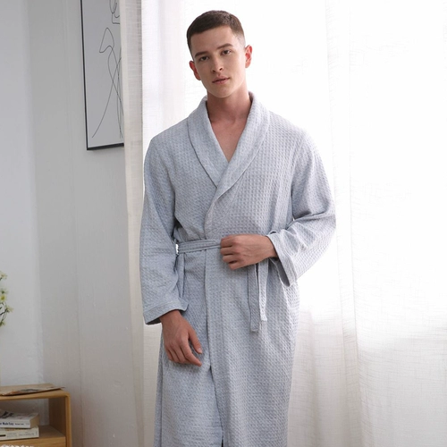 Длинный банный халат для влюбленных, быстросохнущая хлопковая летняя тонкая пижама, средней длины, оверсайз, большой размер