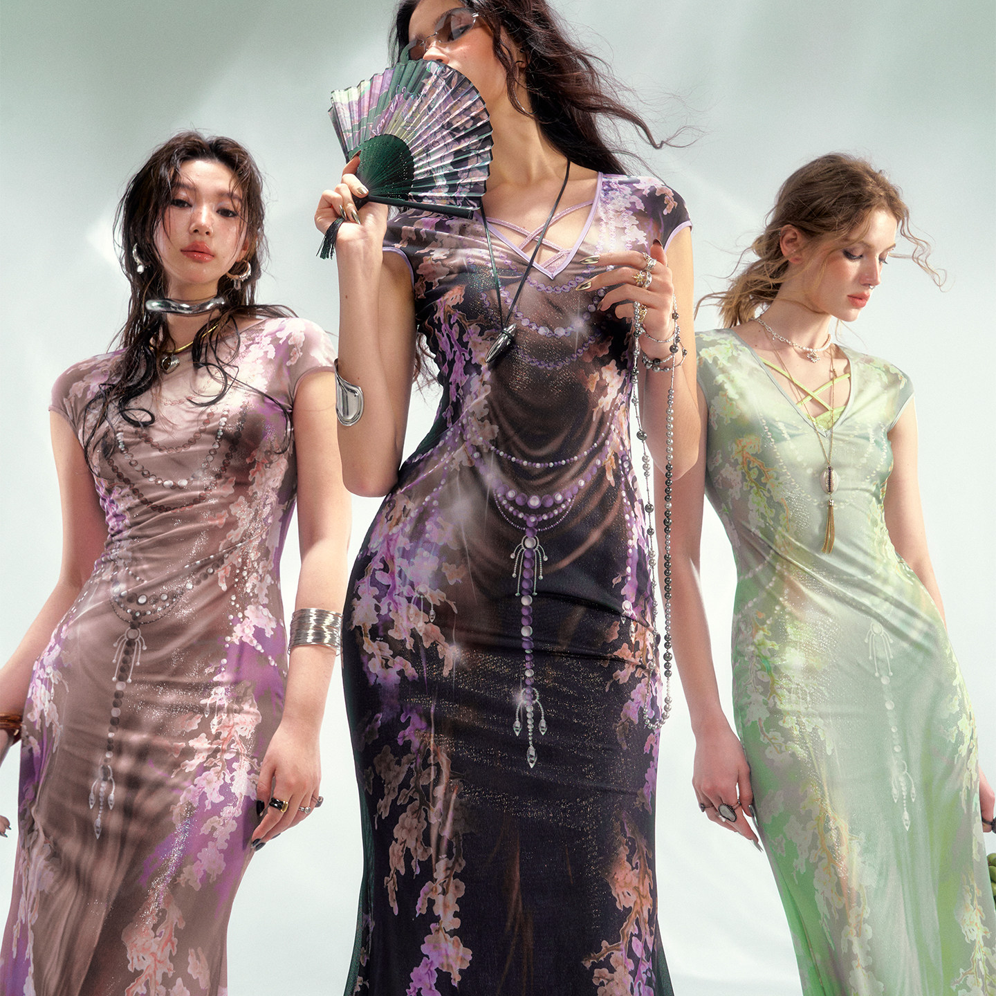 【李梦同款】OfAkiva“托斯卡纳”雕塑花卉印花两件式印花连衣裙