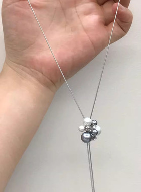 珍珠烟花立体花朵流苏水滴长项链