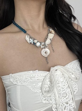 天然贝壳海星多元素串珠项链女