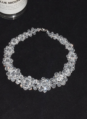 手工透明短款百搭水晶锁骨链