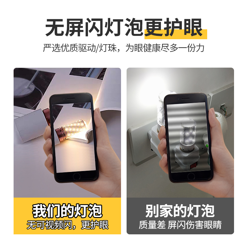 led灯泡超亮节能灯家用吊灯灯泡E27螺旋口e14螺口玉米灯护眼灯泡 - 图1