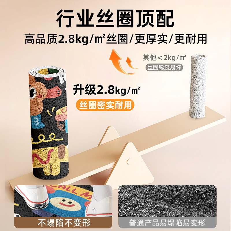 卡通潮玩入户地垫门口耐脏免洗丝圈蹭土脚垫可裁剪客厅除尘防滑垫,淘宝优惠券,粉丝福利购,淘宝优惠卷
