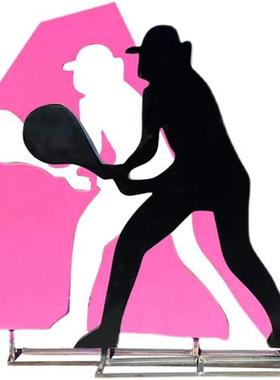 运动小品人物剪影雕塑小区露营公园学校自行车网球运动员摆件定制