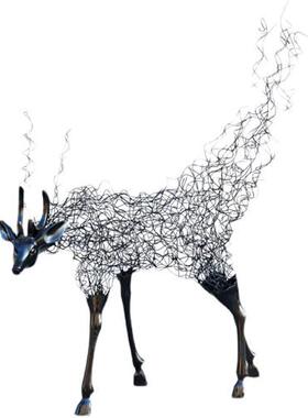 不锈钢鹿摆件酒店大堂艺术抽象铁艺镂空鹿雕塑大型动物工艺品装饰