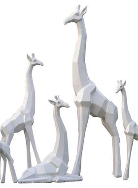 户外块面长颈鹿雕塑玻璃钢园林景观庭院商场售楼处美陈装饰品摆件