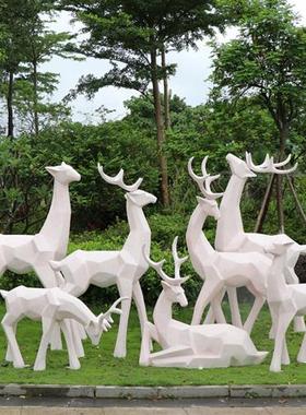 玻璃钢切面大象摆件抽象动物几何造型雕塑公园林商场迎宾门口装饰