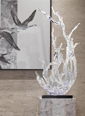 酒店售楼部大厅楼梯间透明树脂浪花摆件别墅样板房雕塑软装艺术品