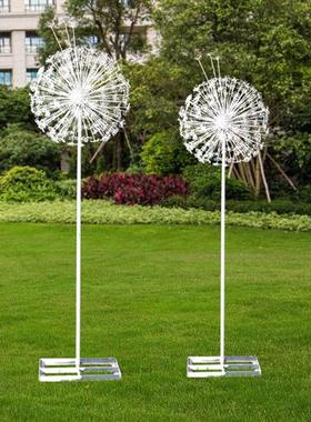 铁艺不锈钢蒲公英摆件户外园林景观植物雕塑别墅庭院小区草坪装饰