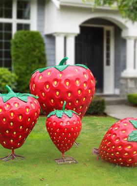 仿真草莓摆件户外玻璃钢水果雕塑草莓园景观农场采摘装饰美陈小品