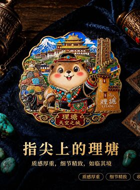 理塘天空之城冰箱贴锌合金立体浮