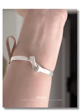 AZURE蝴蝶结丝绸手镯女小众设计感简约素圈开口可调节ins冷淡风