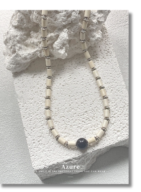 海边项链度假风天然石串珠项链女小众设计感高级锁骨链颈链配饰