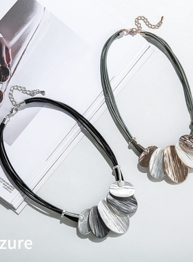 冷淡风极简哑光金属圆片项链女小众设计高级感颈链锁骨链