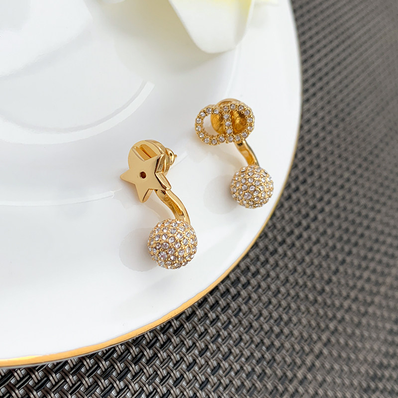 奥米迪奥cd星星镶钻球不对称耳钉 aomidior耳钉