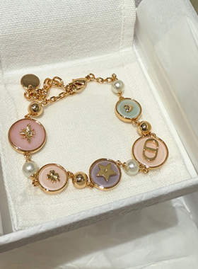 奥米迪奥C字母D蜜蜂马卡龙色手链高级感甜美首饰百搭清新新款手链