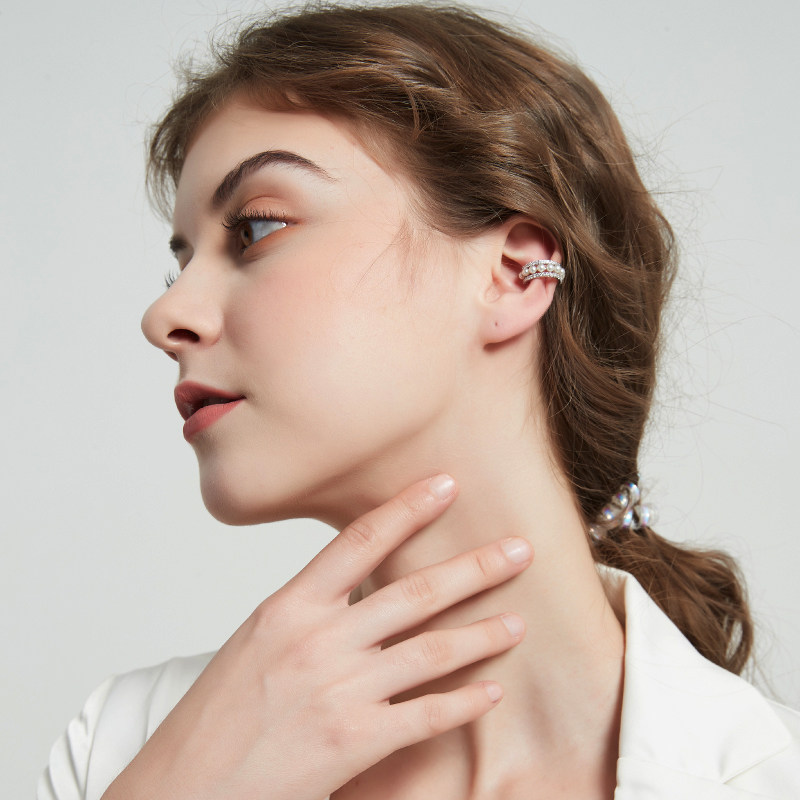奥米迪奥淡水珍珠女设计圈圈小耳环 aomidior耳夹