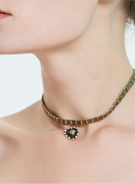 欧美古铜色桃心百搭颈链项圈