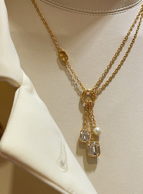 奥米迪奥CD方钻吊坠珍珠项链链条