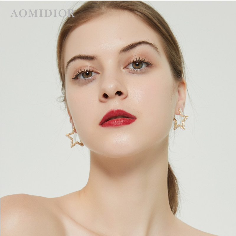 奥米迪奥米珠五角大女2021新潮耳钉 aomidior耳钉