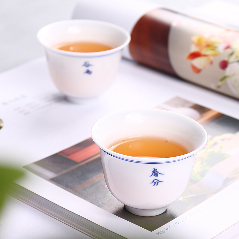 白瓷24节气品茗杯主人杯个人单杯FY陶瓷功夫小茶杯家用礼品茶具-图1