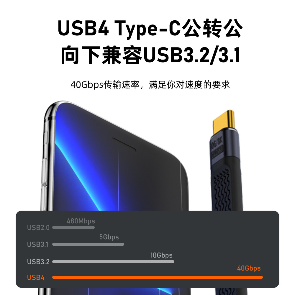 c数据线双头Type-C公对公PD快充转USB3.1高速Gen2硬盘超短线40G两头CTOC短款usb4转接头240W充电typec雷电3 - 图2