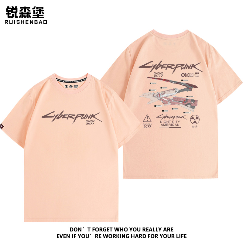 赛博朋克2077DLC往日之影V义肢螳螂刀游戏周边夏季男纯棉短袖T恤 - 图1