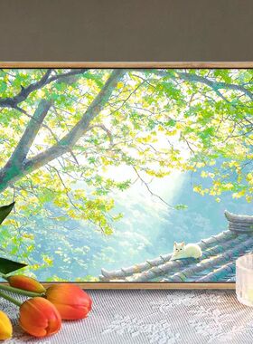 ins清新风景装饰画客厅壁画挂画治愈摆画餐厅